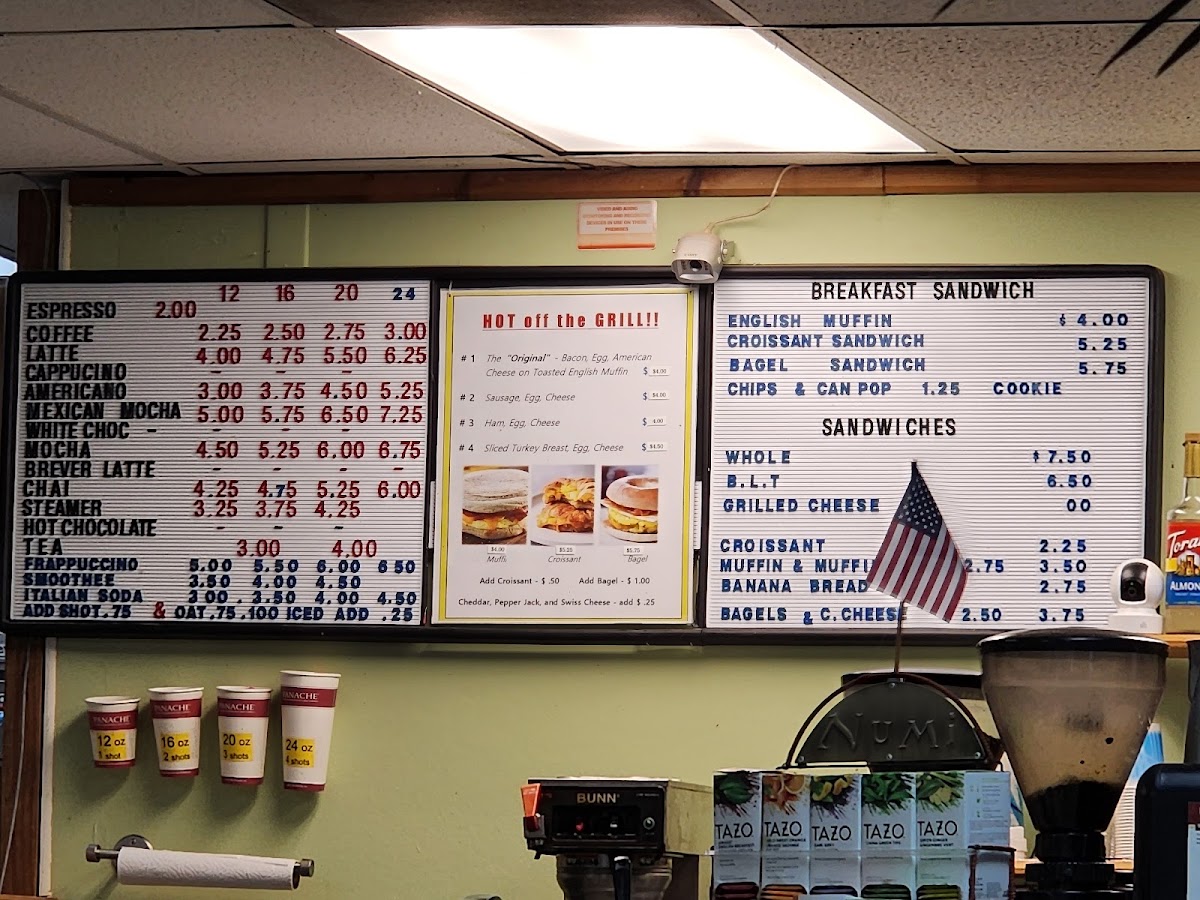 Coffee Plus menu board