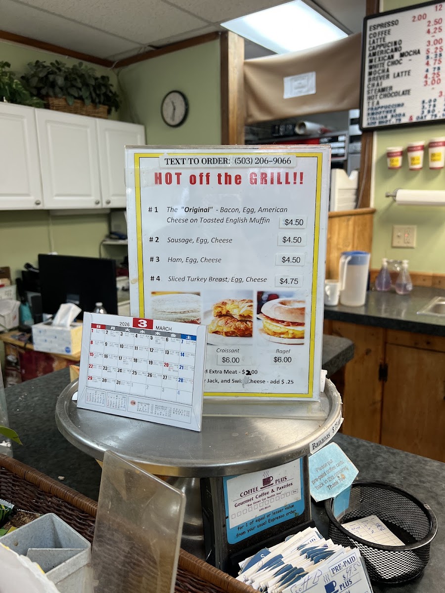 Coffee Plus menu board