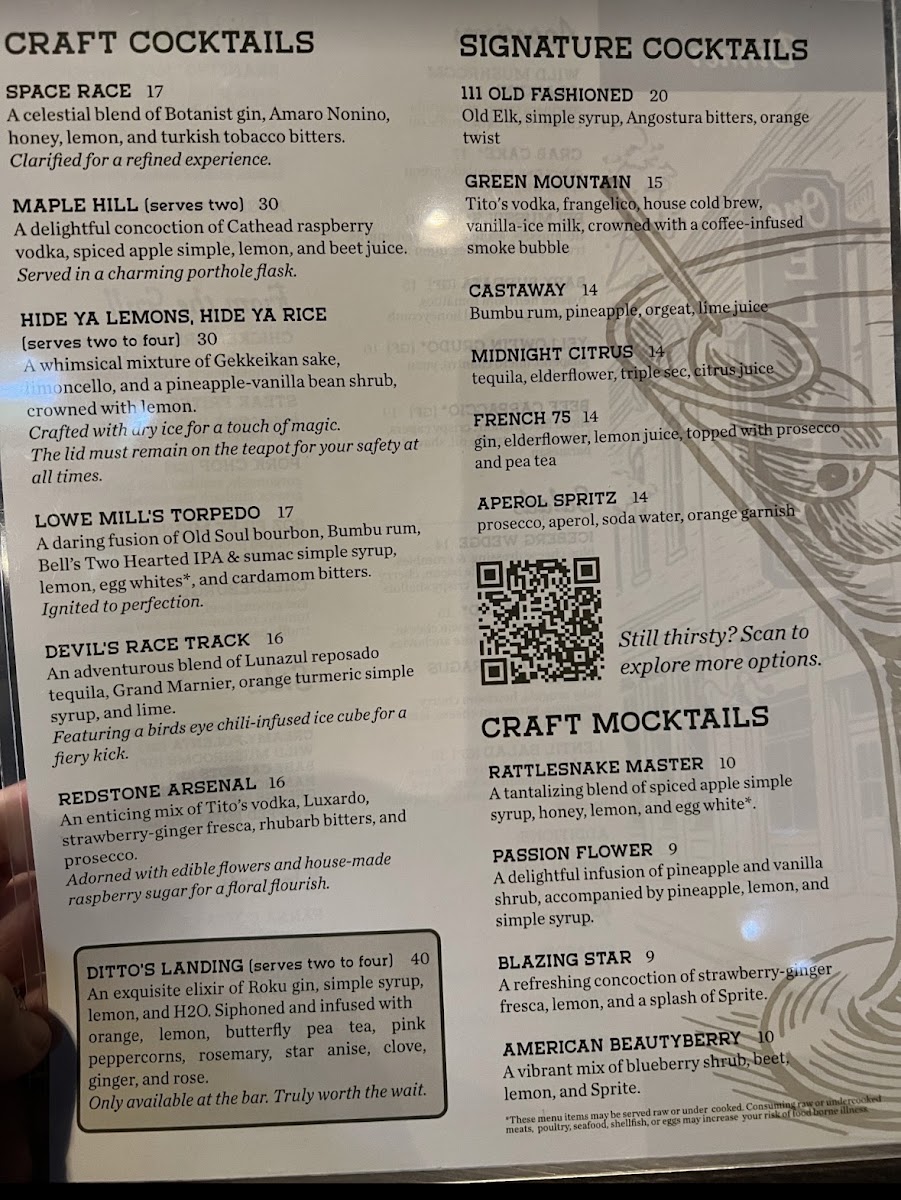 One Eleven menu board