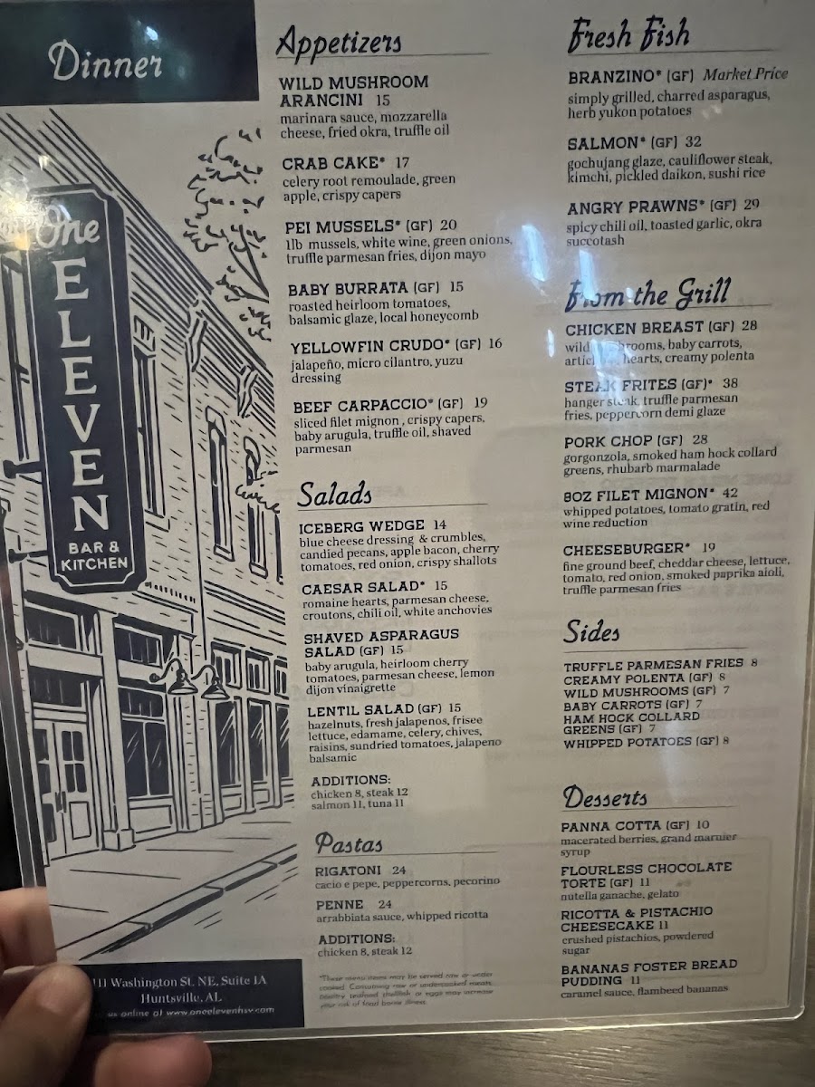 One Eleven menu board