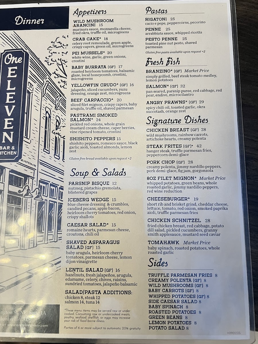 One Eleven menu board