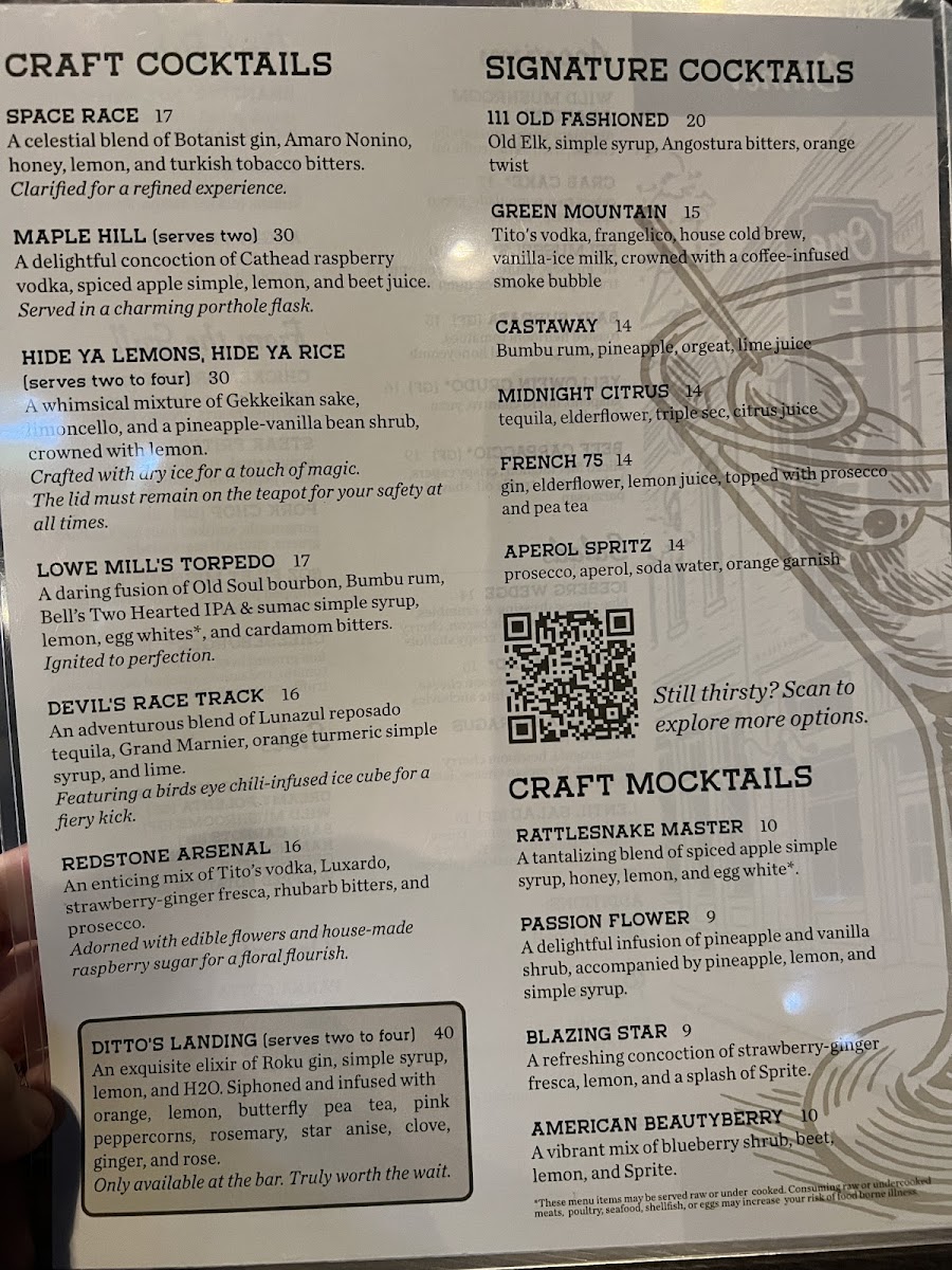 One Eleven menu board