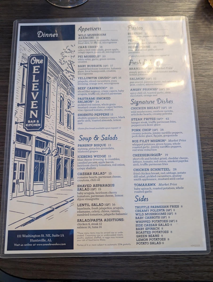 One Eleven menu board