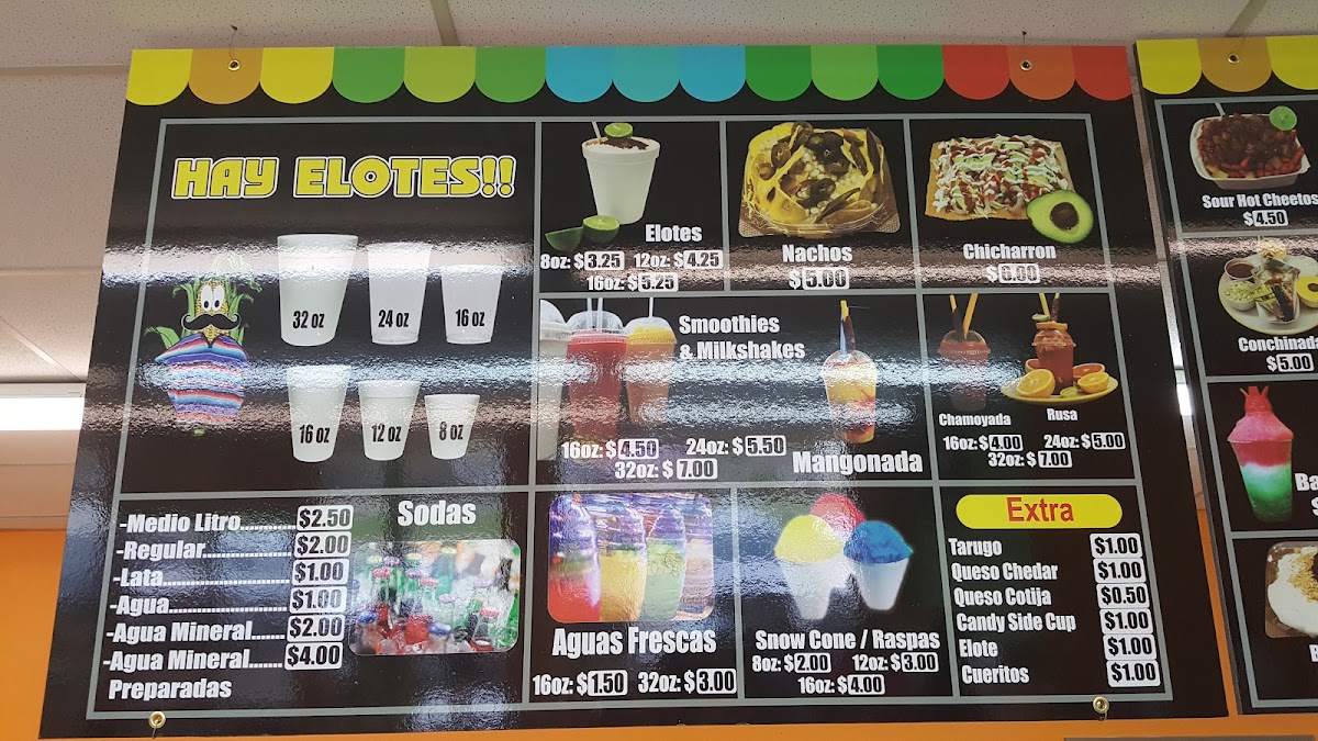Hay Elotes menu board