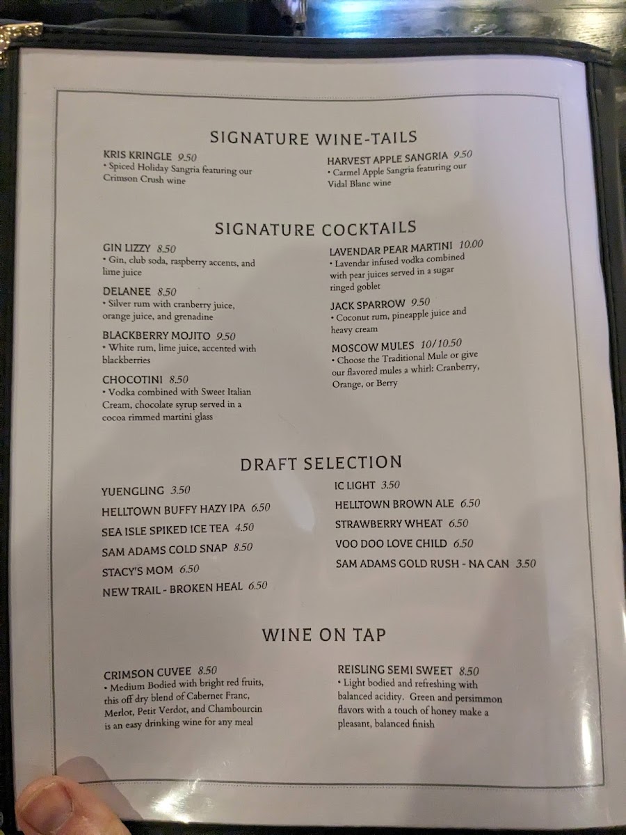 West End Grille menu board