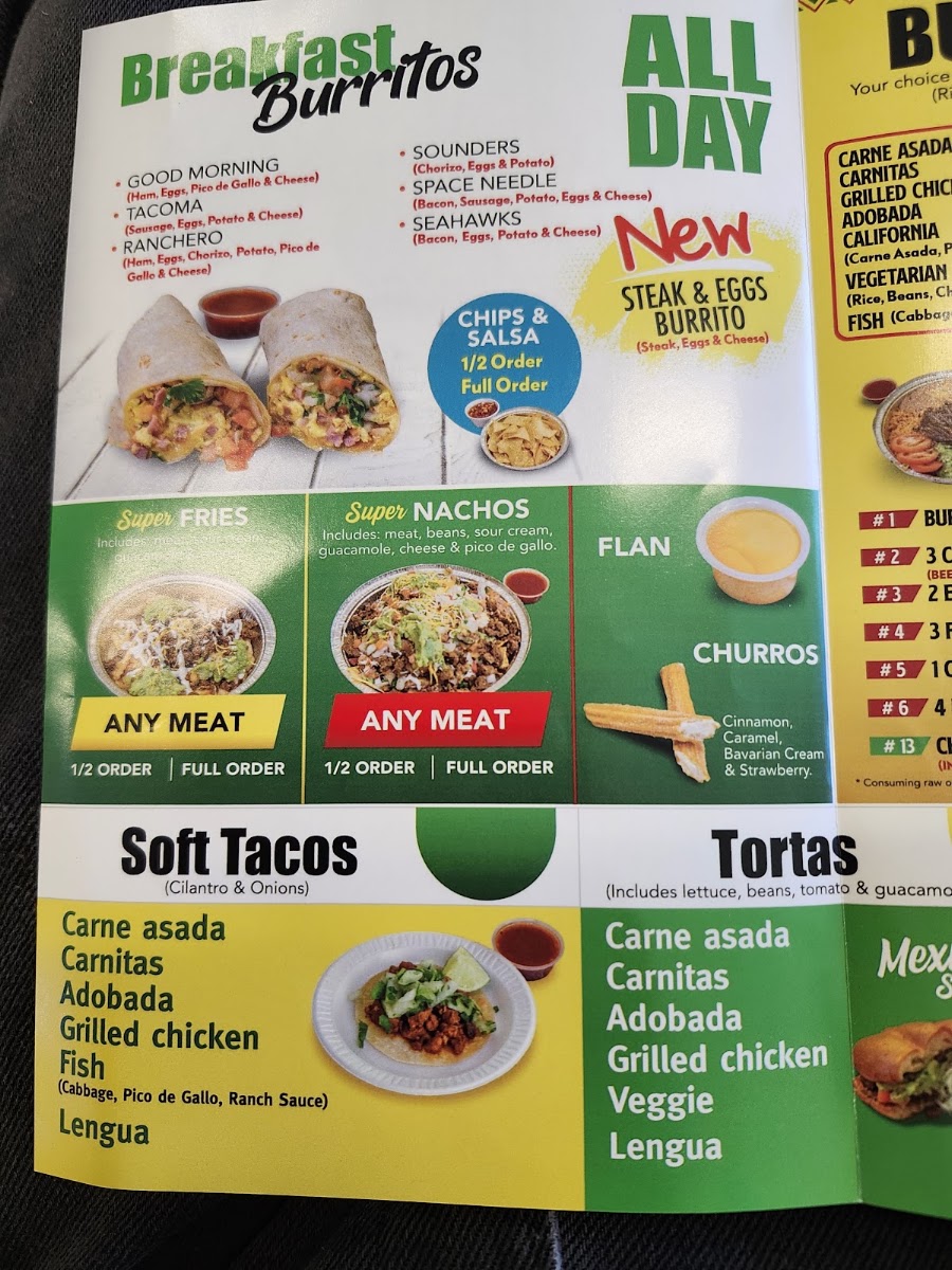 Aceituno’s Mexican Food menu board