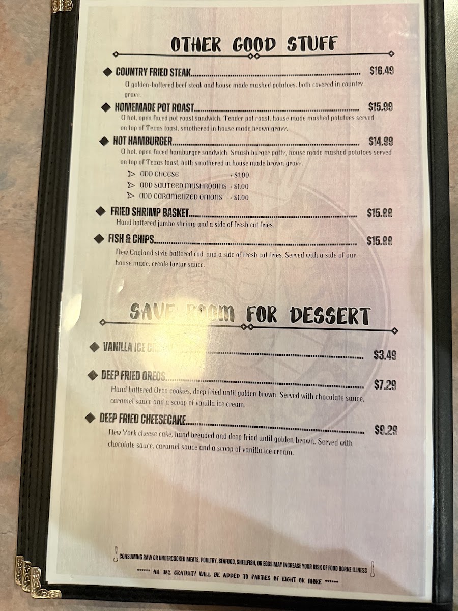 Smash N Grab menu board