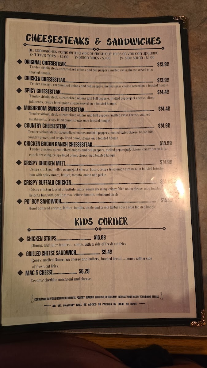 Smash N Grab menu board