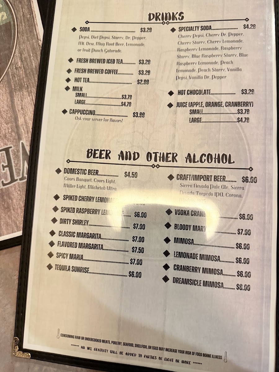 Smash N Grab menu board
