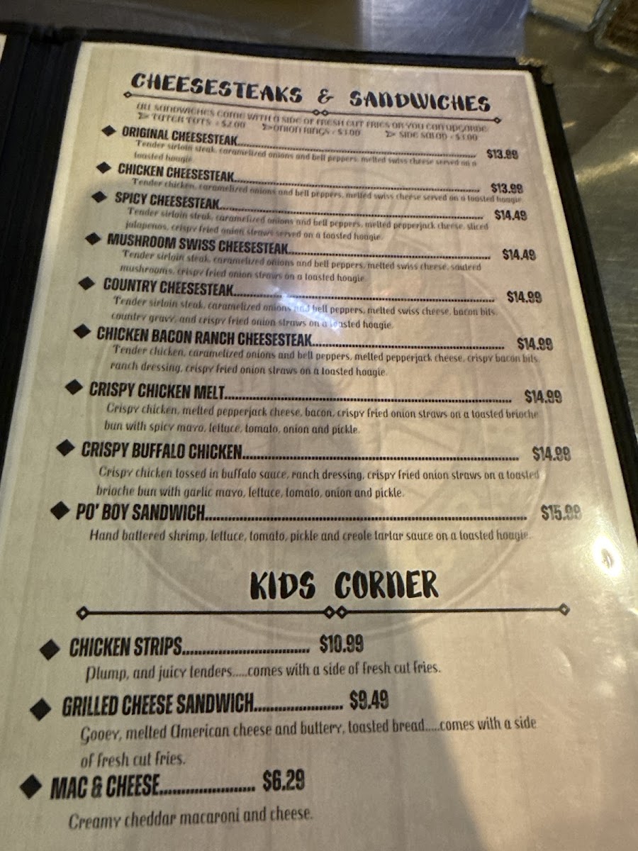 Smash N Grab menu board
