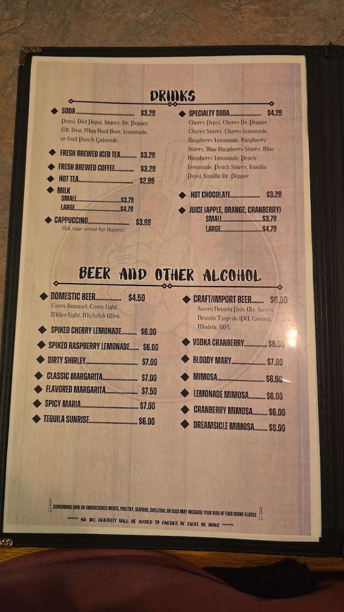 Smash N Grab menu board
