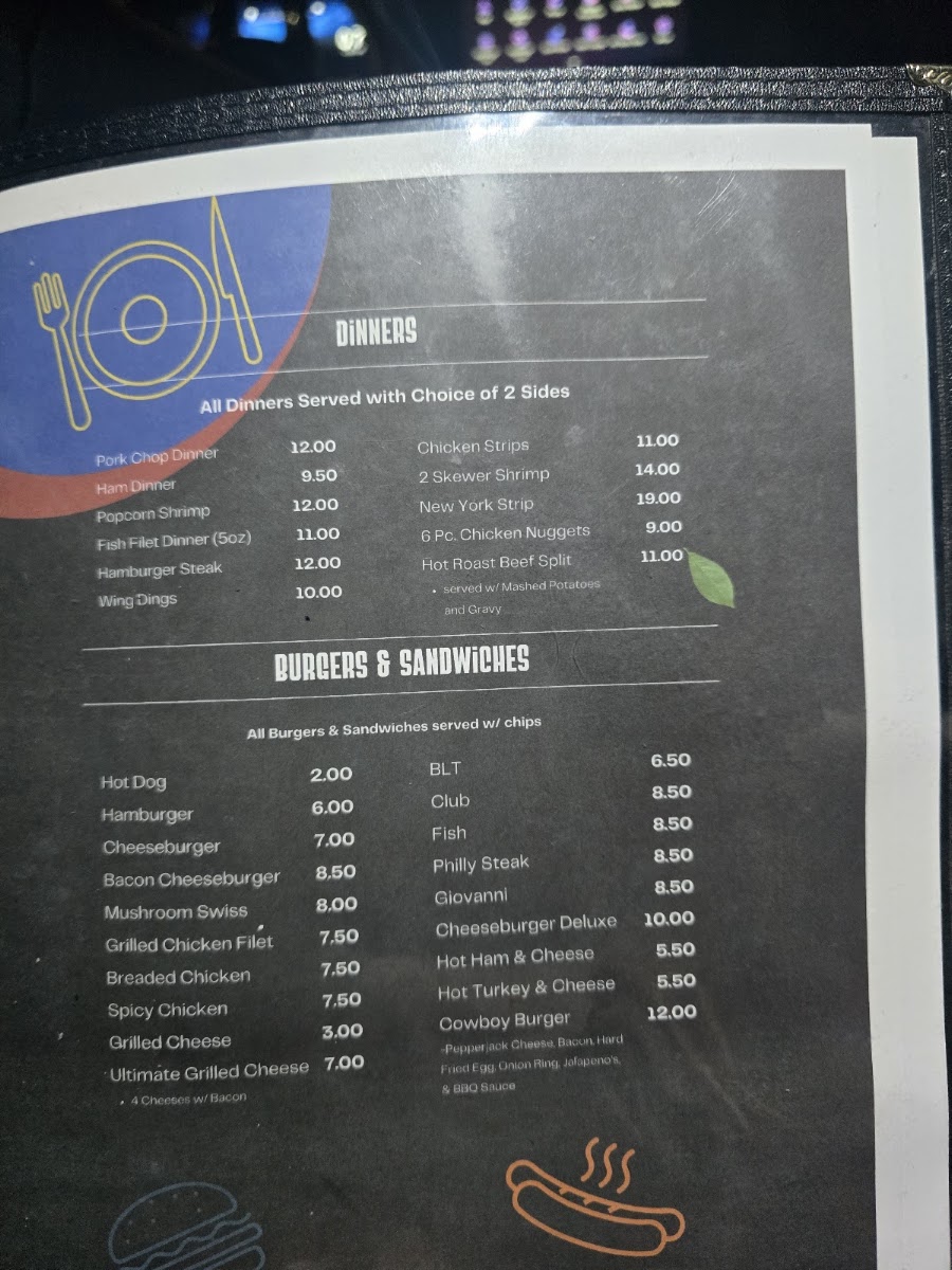 Main Street diner menu board
