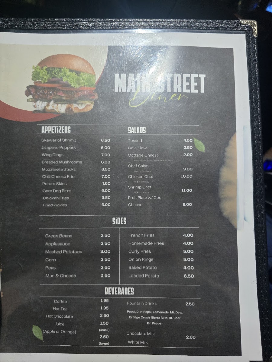 Main Street diner menu board