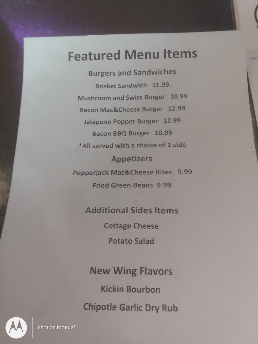 The Train Station menu board