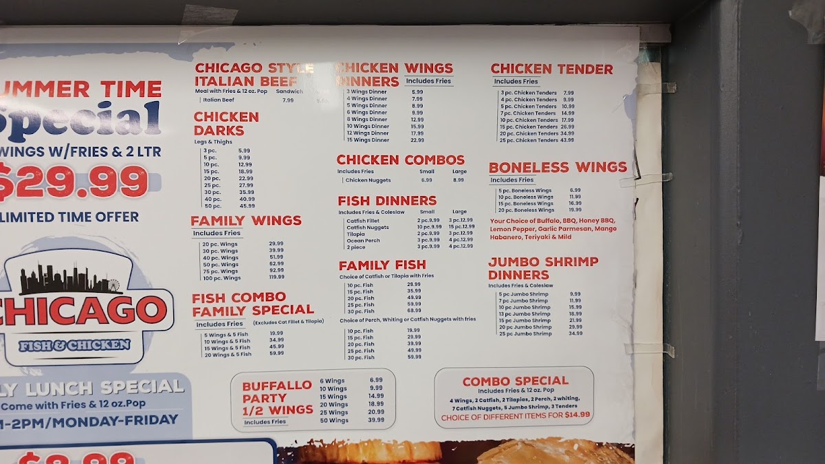Chicago Fish and Chicken menu board