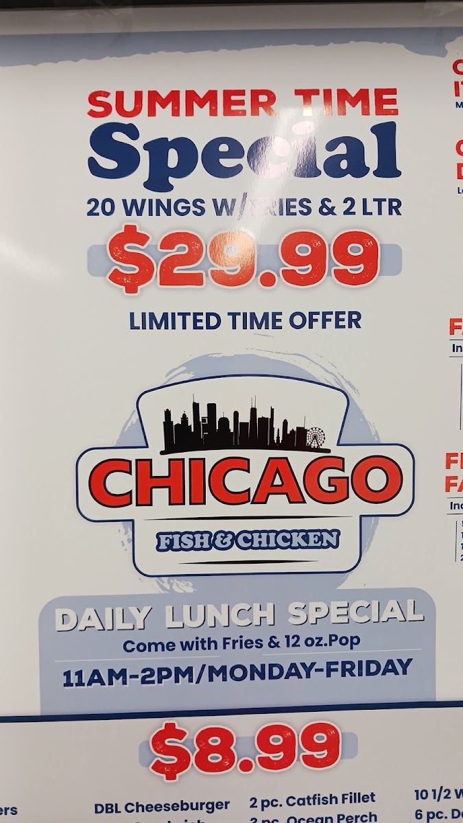 Chicago Fish and Chicken menu board