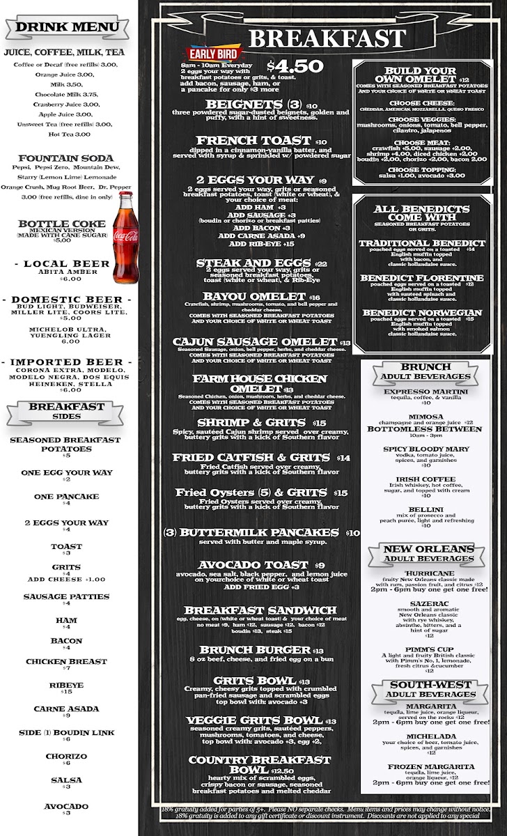 Chapin's Cafe menu board