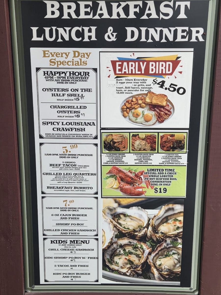 Chapin's Cafe menu board