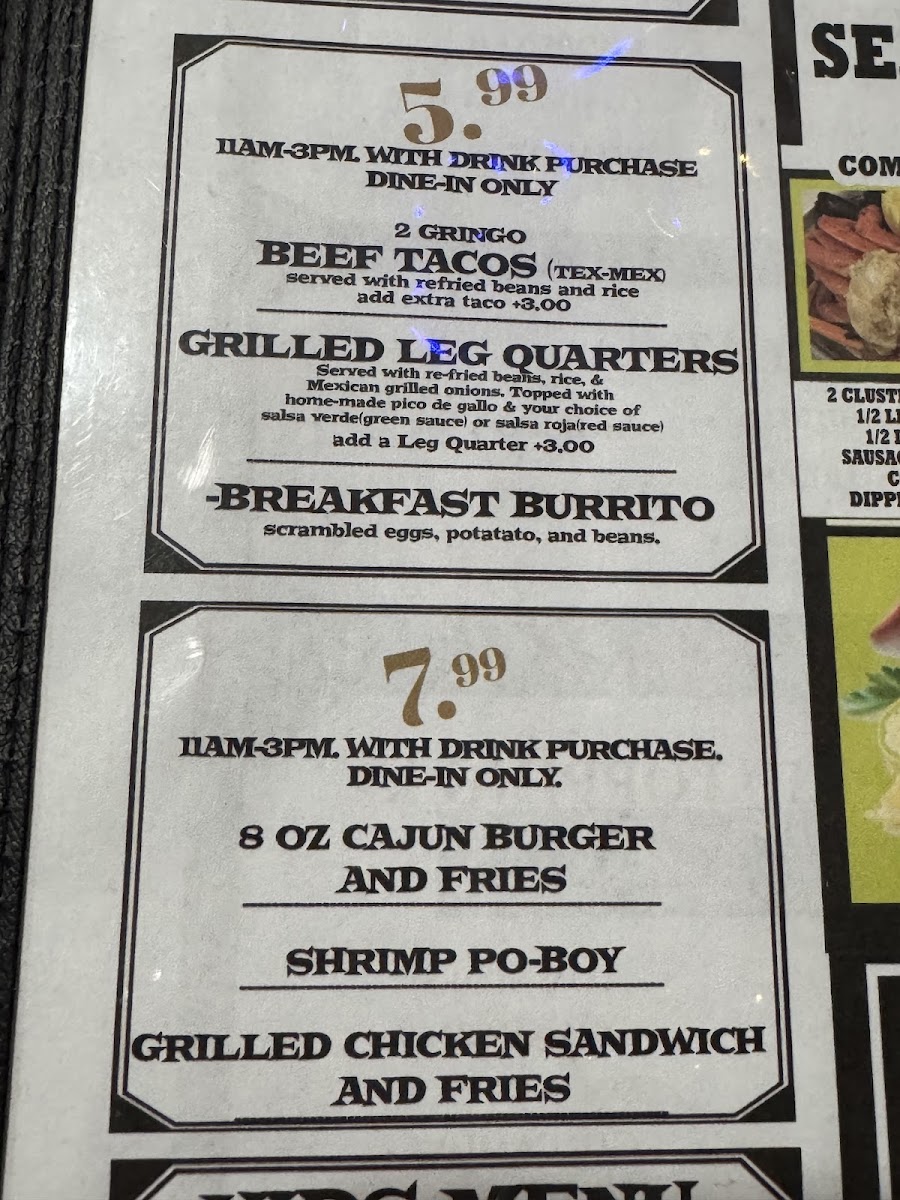 Chapin's Cafe menu board