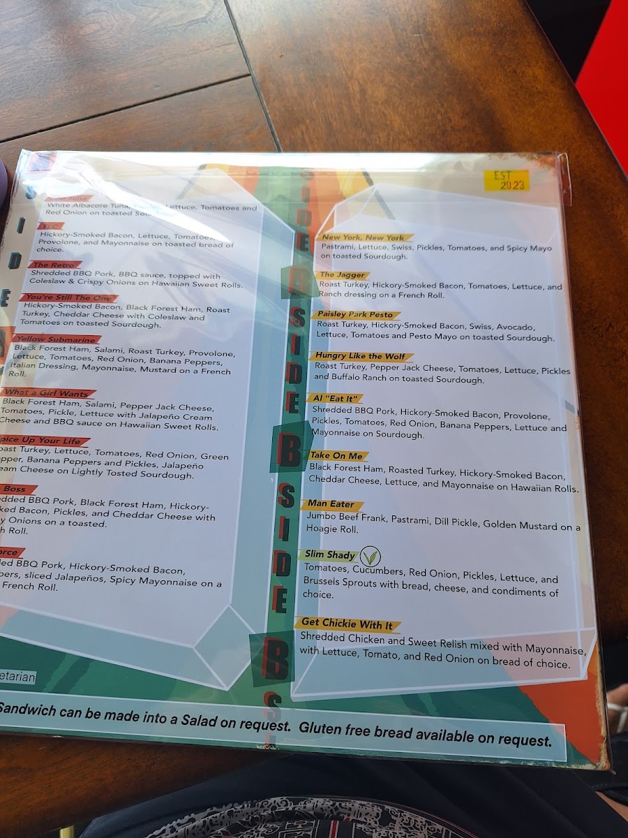 Retro’s Subs & Brews menu board