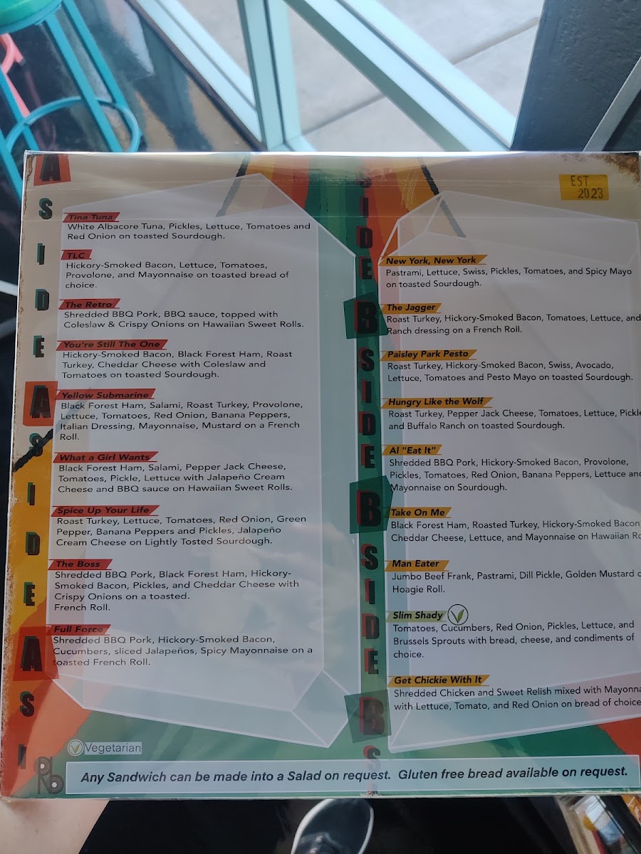 Retro’s Subs & Brews menu board
