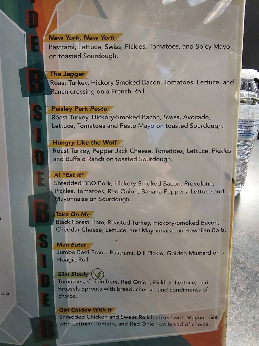 Retro’s Subs & Brews menu board