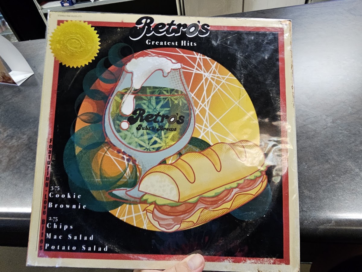 Retro’s Subs & Brews menu board