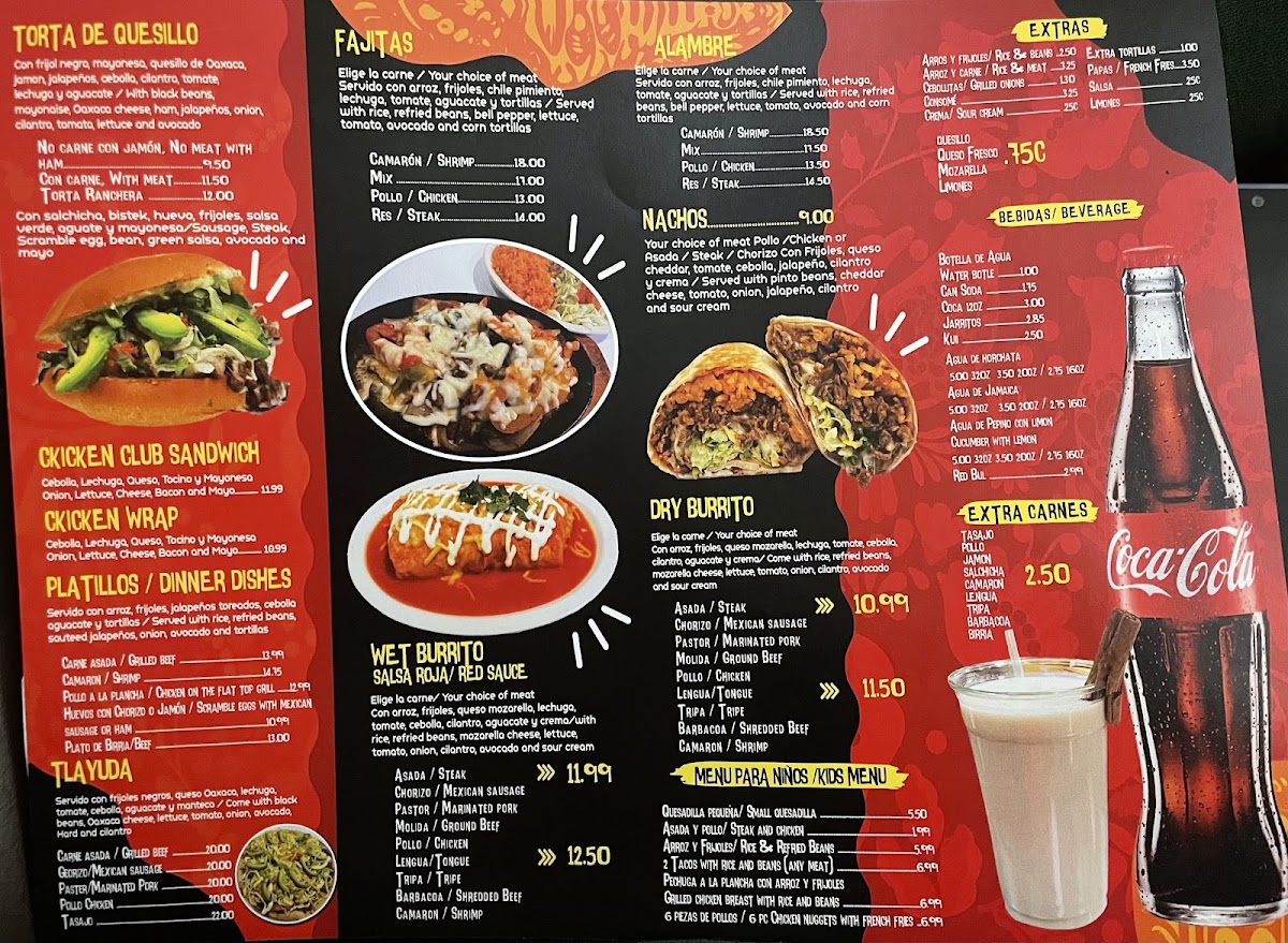 Los Dos Amigos Mexican Restaurant menu board