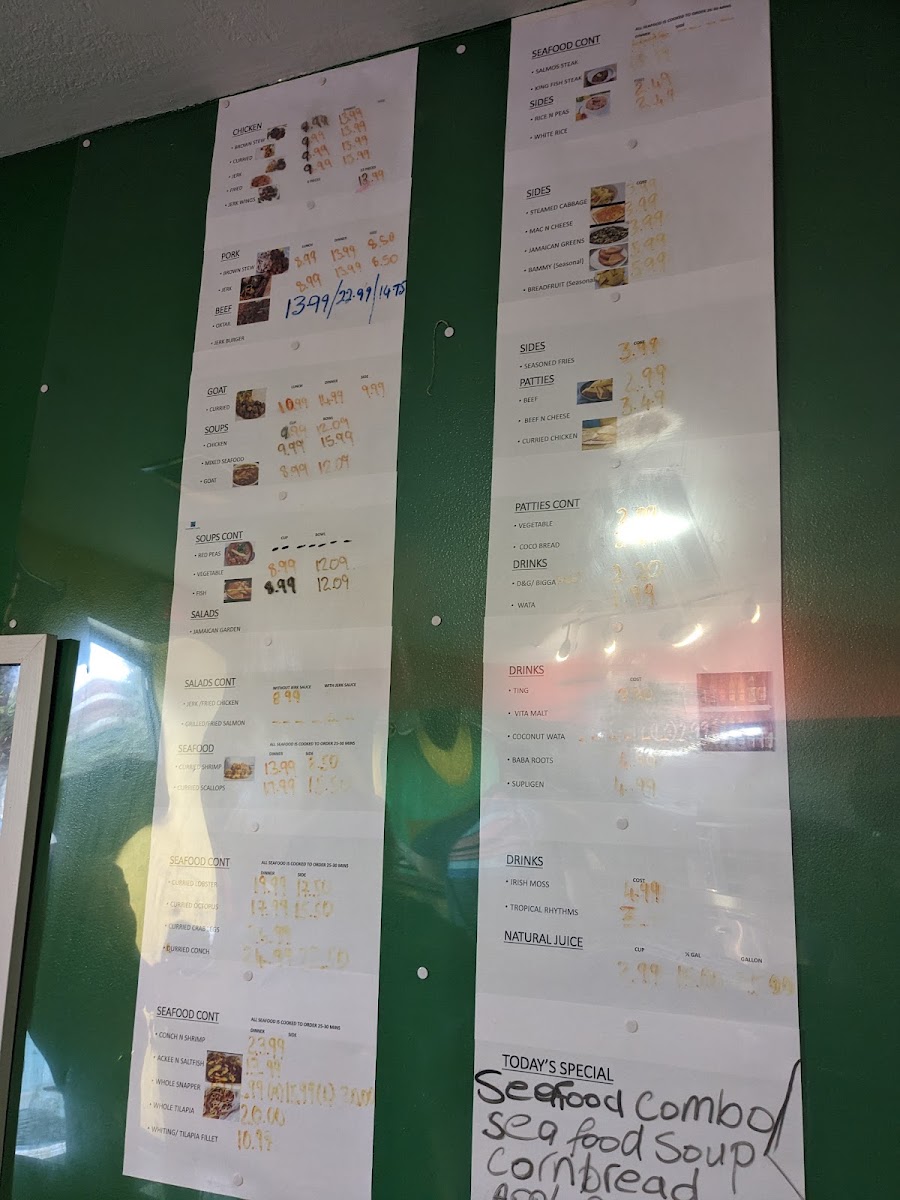 Good Vibes Authentic Jamaican Food menu board