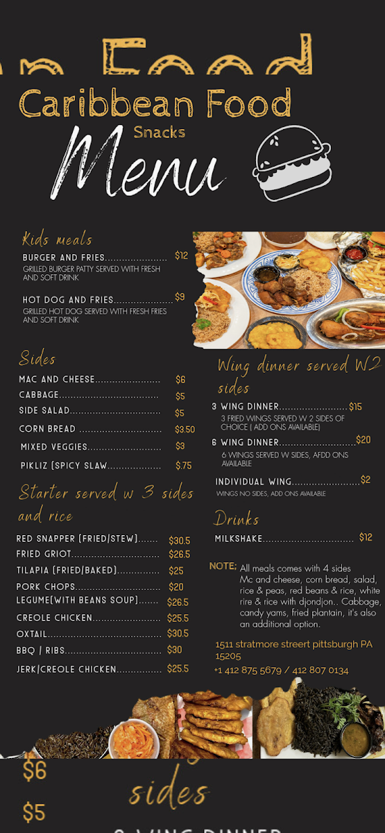 Caribbean Food Snacks menu board