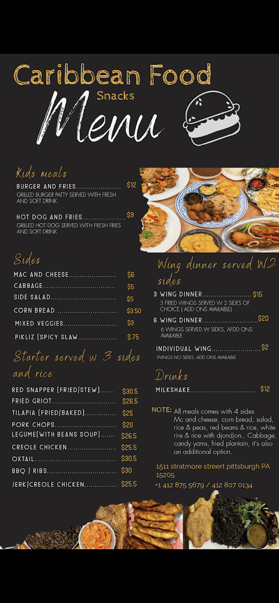 Caribbean Food Snacks menu board