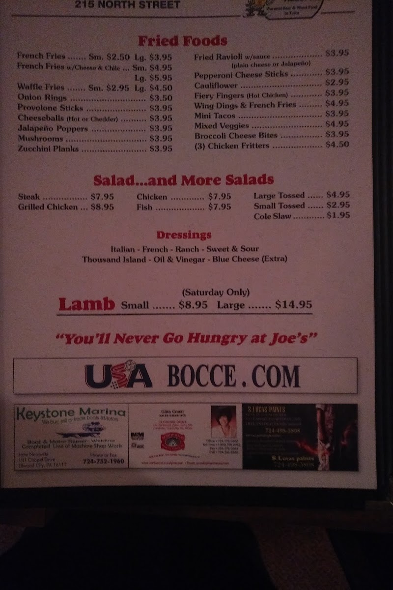 Weisz Hazel Manor menu board