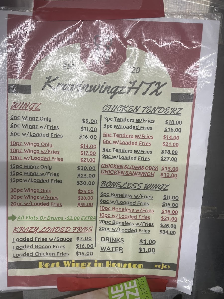 Kravinwingzhtx menu board