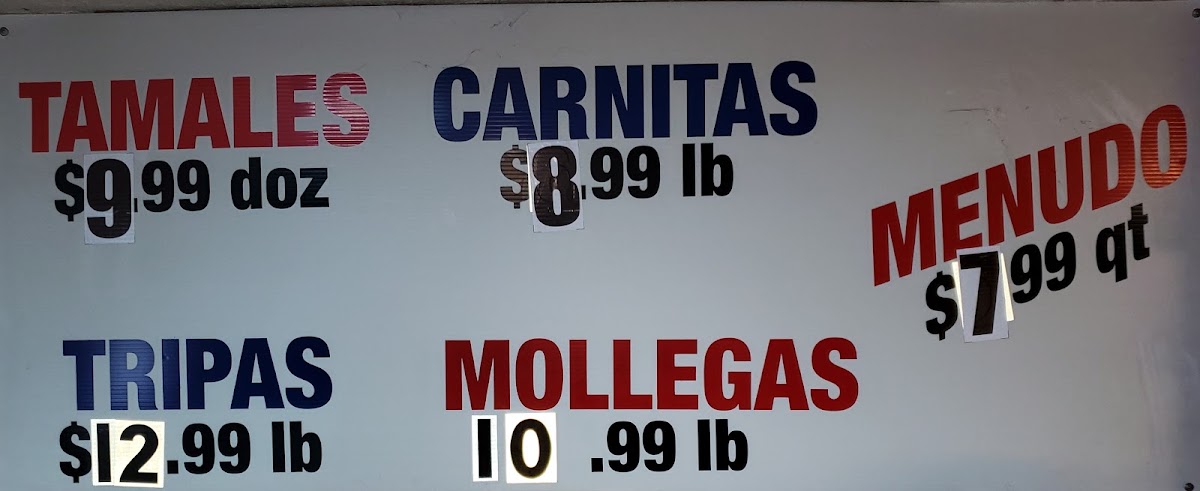 La Granja Barbacoa menu board