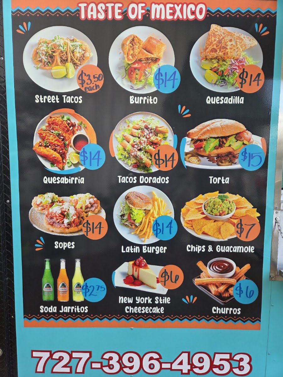Taste of Mexico menu board