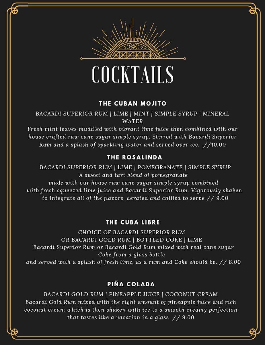 The Dakota Cuban menu board