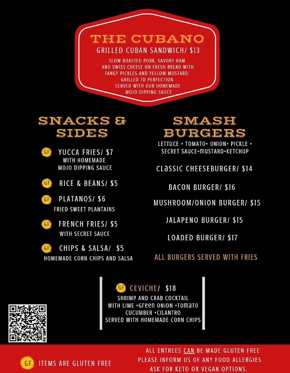 The Dakota Cuban menu board