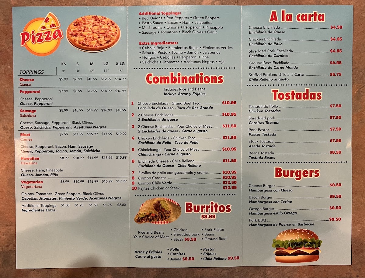 Juanita's menu board