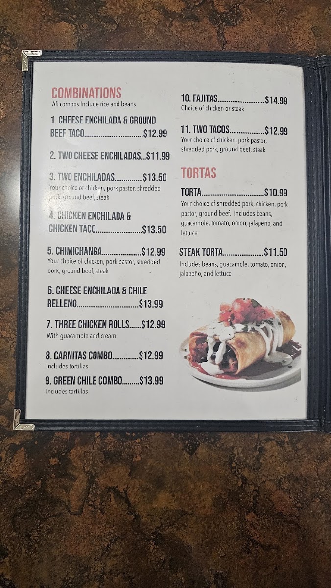 Juanita's menu board