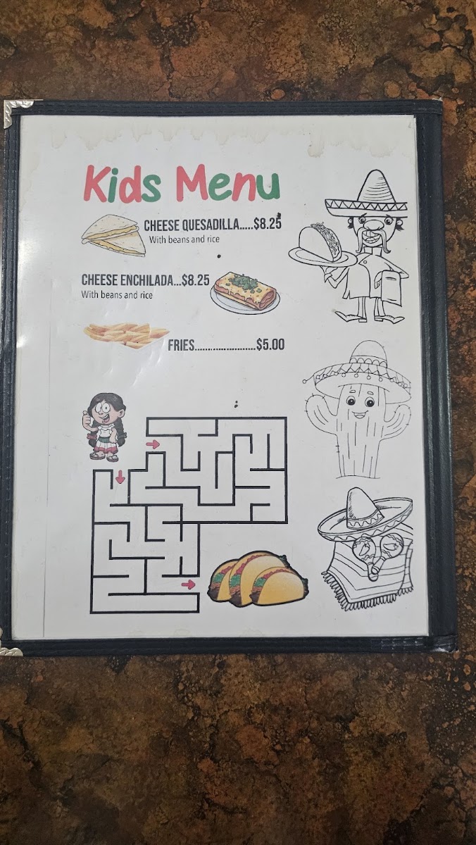 Juanita's menu board