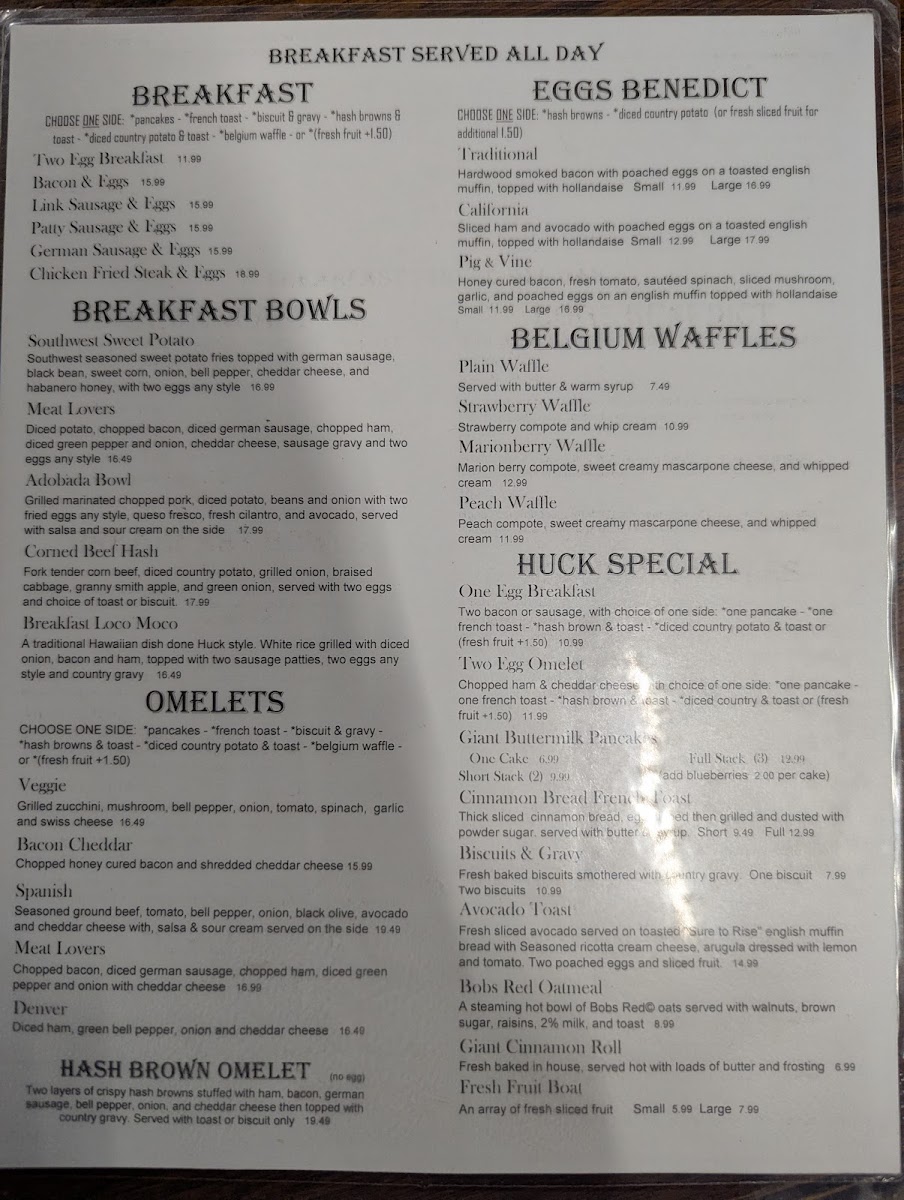 Huckleberry Cafe menu board