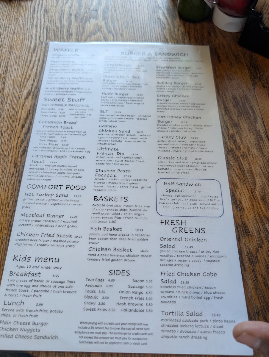Huckleberry Cafe menu board