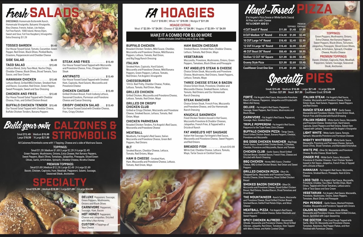 Fat Angelo’s Fayette City menu board