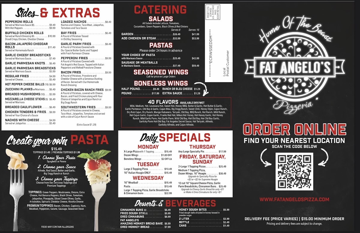 Fat Angelo’s Fayette City menu board