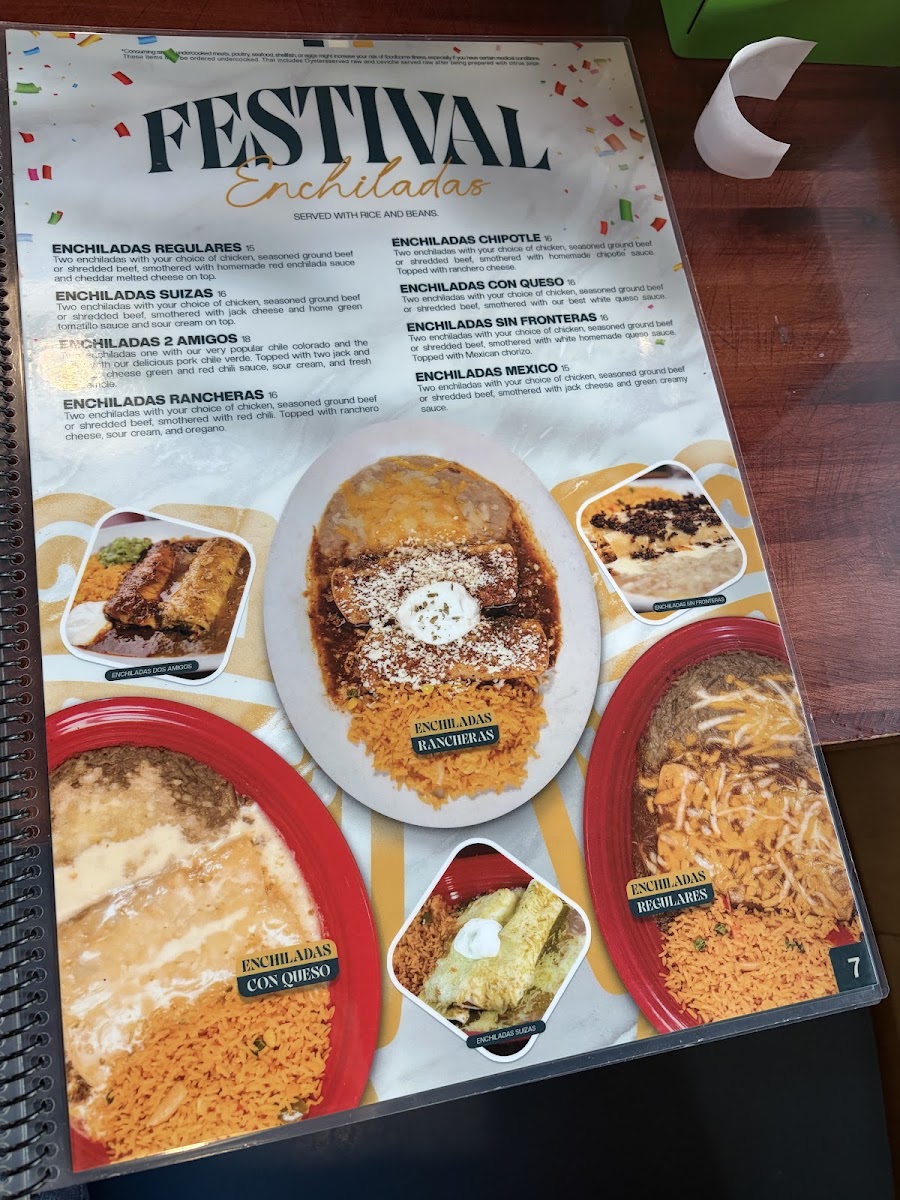 Los Cabos Family Mexican Restaurant menu board