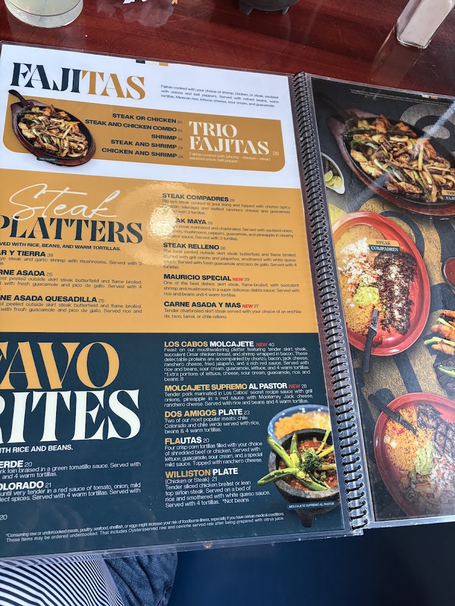 Los Cabos Family Mexican Restaurant menu board