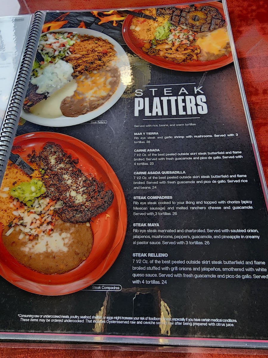 Los Cabos Family Mexican Restaurant menu board