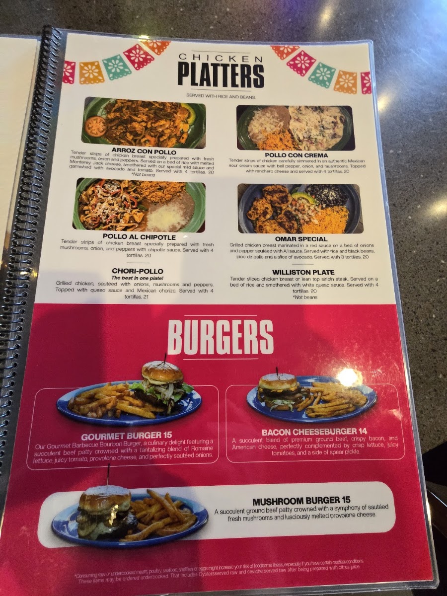 Los Cabos Family Mexican Restaurant menu board