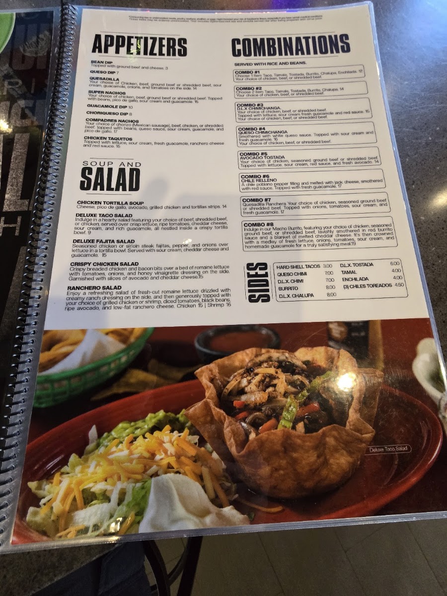 Los Cabos Family Mexican Restaurant menu board