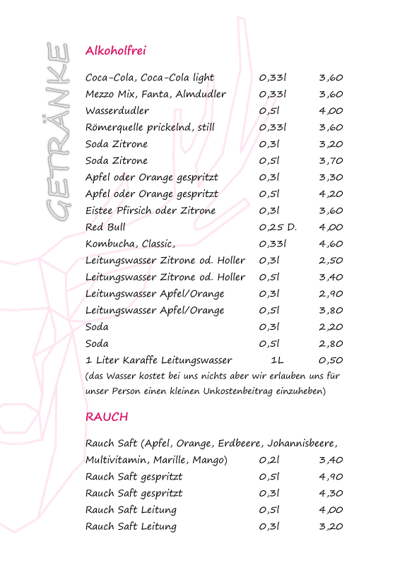 Café Leichtsinn 2.0 menu board
